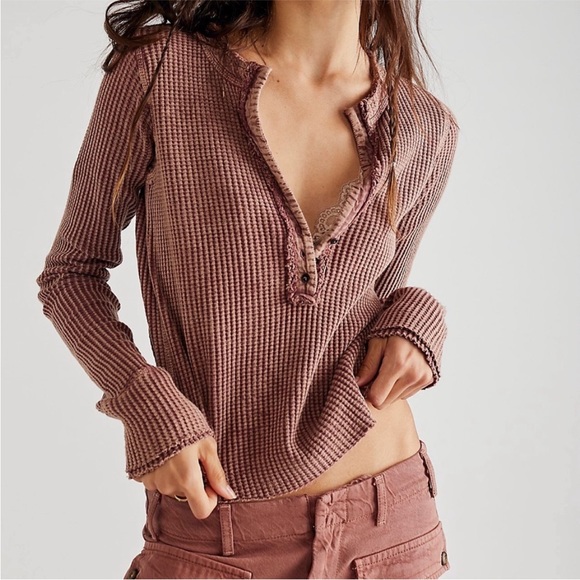 Free People Tops - NWOT Free People One Colt Henley Thermal Long Sleeve Top XS